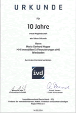 10 Jahre Mitgliedschaft im IVD